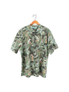 Tori Richard Hawaiian Cotton Lawn Shirt Tropical Floral Parrot Hibiscus 2XL